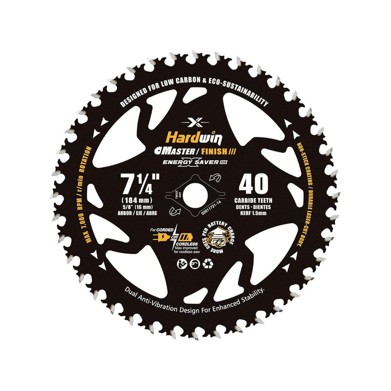 HARDWIN 7 1/4 Inch Framing Circular Saw Blade-3Pack, 40T ATB Carbide Teeth, Lightweight for Cordless Saws. Super Thin Kerf for Cutting Wood, Plywood, MDF, OSB, Hardwood, Softwood & More. - Image 2